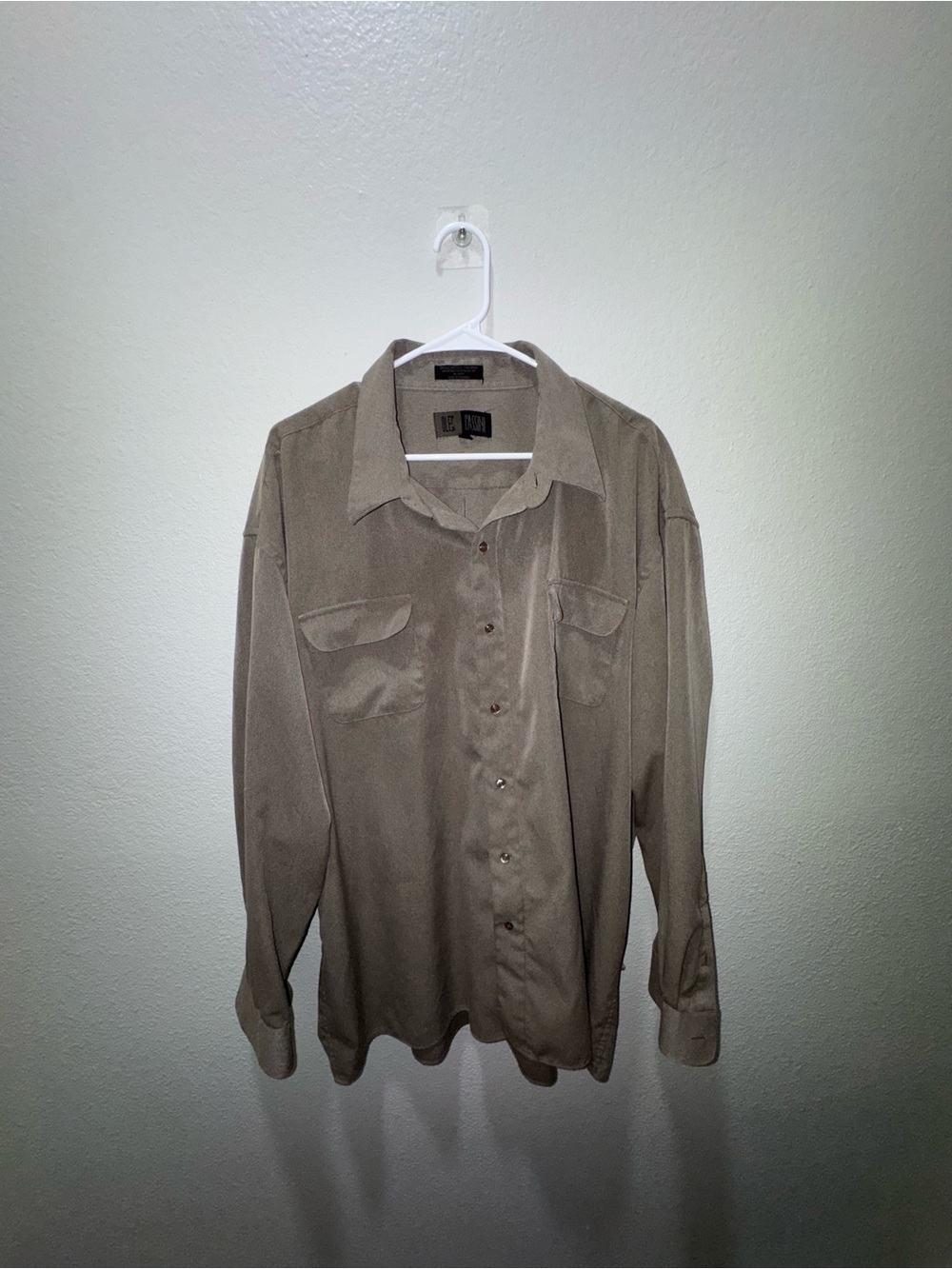 Oleg Cassini Men's Button-Down Shirt in Taupe Brown